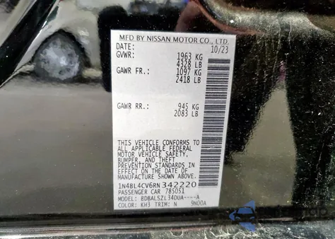 2024 Nissan Altima Sr from USA, damaged, VIN 1N4BL4CV6RN342220